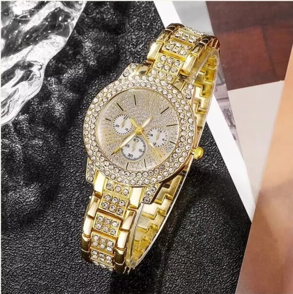 Full Diamond Bracelet Watch Suit Women's Quartz Watch Fashion Jewelry - Image 2