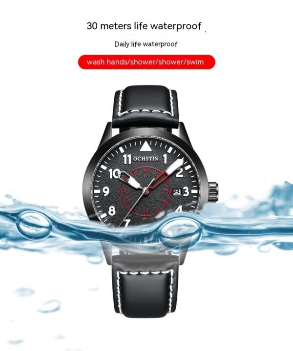 Metal Automatic Mechanical Leather Waterproof Men's Fashion Luminous Watch - Image 3