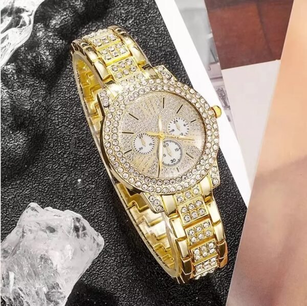 Full Diamond Bracelet Watch Suit Women's Quartz Watch Fashion Jewelry - Image 5