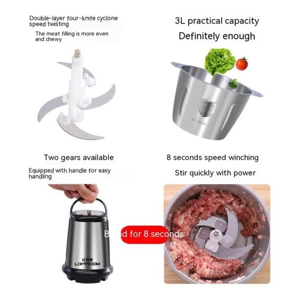 Kitchen Household Electric Meat Grinder Stainless Steel Multi-function - Image 4