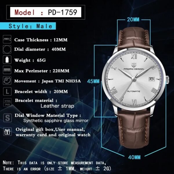 Men's Automatic Mechanical Watch Stainless Steel Waterproof Belt - Image 3